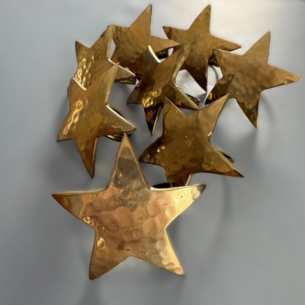 Vintage Napkin Rings Brass Stars Set of